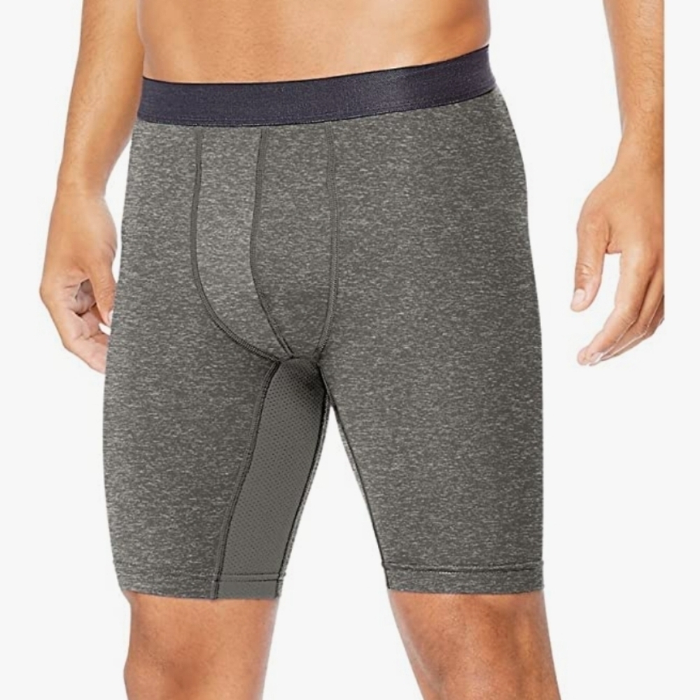 Hanes Sport Men's Performance Compression Short in Charcoal Heather/Ebony Size M